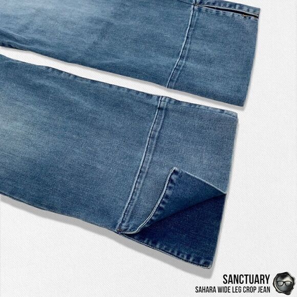 SANCTUARY SAHARA NON-CONFORMIST WIDE LEG CROP JEAN IN BLUE HORIZON WOMEN SIZE 30 - Picture 5 of 16